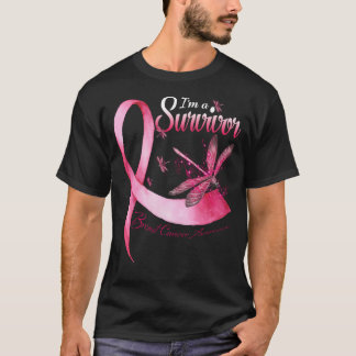 T-shirt I'm A Survivor Dragonfly Pink Ribbon Breast Cancer