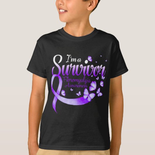 T-shirt I'm A Survivor Fibromyalgia Awareness Butterfly 1 (Devant)