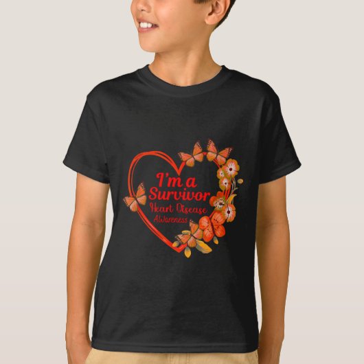 T-shirt I'm A Survivor Heart Disease Awareness Red Butterf (Devant)