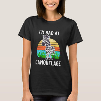 T-shirt I'm Bad at Camouflage Striped Horse Funny Unexcite