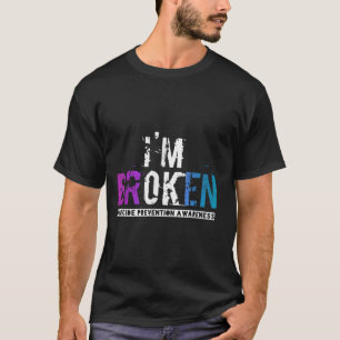 T-shirt Im Brossé Turquoise & Purple Ribbon Suicide Em