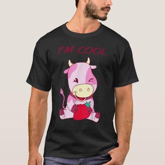 T-shirt I'M Cool Strawberry Kids Cow (Devant)