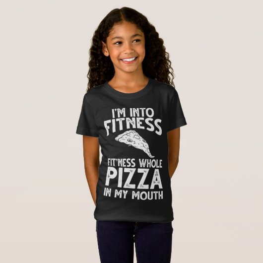 T-Shirt Im Dans Fitness Pizza Dans Mon Exer De Gym Bouche (Devant entier)