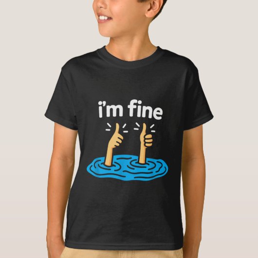 T-shirt I'm Fine Thumbs Up Two Like Hand Funny Sarcasm Hum (Devant)