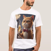 T-shirt I'm Just Here for the Champagne – Grumpy Party Cat (Devant)