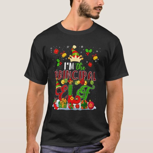 T-shirt I'm The Principal Elf Xmas Plaid Elf Costume Fami (Devant)