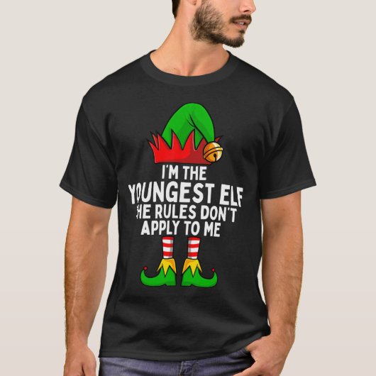 T-shirt I'm The Youngest Elf Matching Family Christmas (Devant)