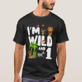 T-shirt I'm Wild And One 1 Zoo Thème Anniversaire Safari J (Devant)