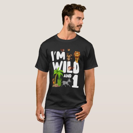 T-shirt I'm Wild And One 1 Zoo Thème Anniversaire Safari J (Devant entier)