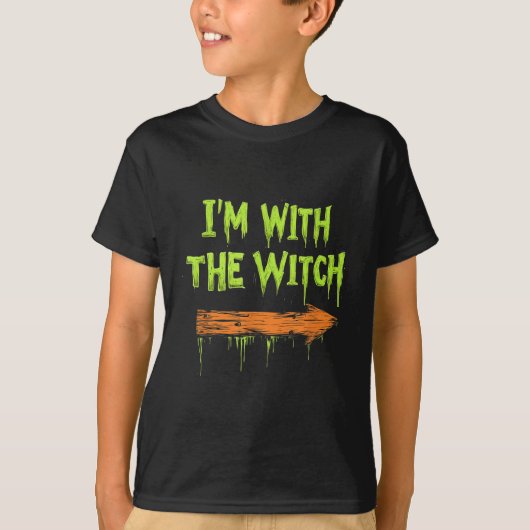 T-shirt I'm With The Witch Funny Halloween His And Her  (Devant)
