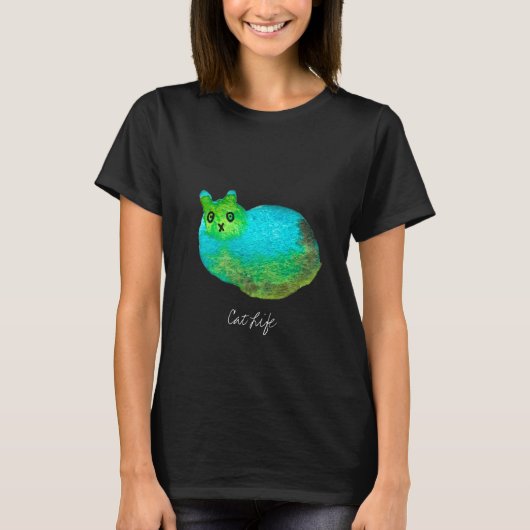 T-shirt Image d'art de chat bleu gras mou (Devant)