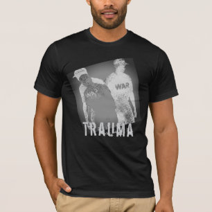 T-shirt Image de guerre "Trauma" Abstraite en gris noir bl