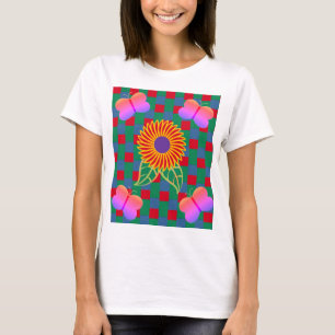 T-shirt Image de papillons à fleurs Résumés multicolores
