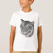 T-shirt image de tigre noir et blanc du gros chat (Devant)