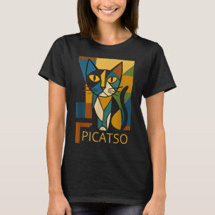 T-shirt Image drôle de chat Picatso - Style d'art cubisme