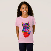 T-Shirt Image du chaton tenant le coeur. (Devant entier)