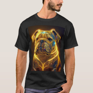 T-shirt Image Fantastique Bouledogue Anglais Jaune Néon