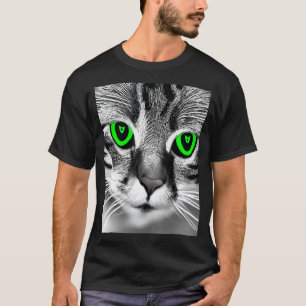 T-shirt Image visuellement frappant d'un chat noir et blan