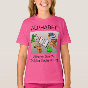 T-shirt Images de l'alphabet rose pour filles