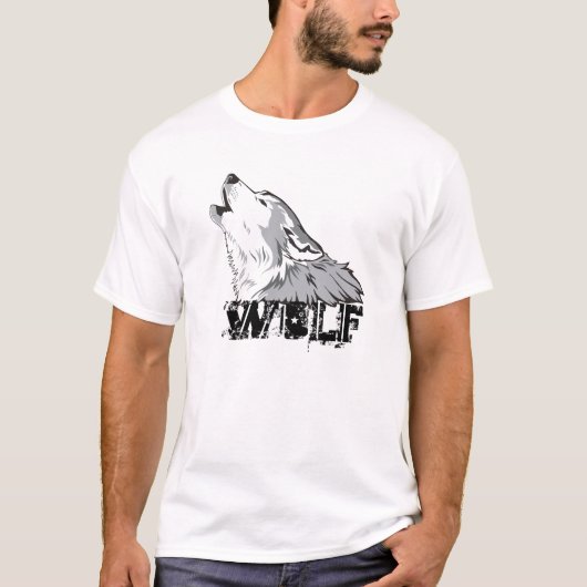 T-shirt Images de loup gris (Devant)