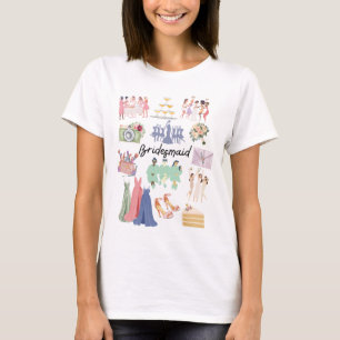 T-shirt Images de mariage à l'aquarelle douce Demoiselle d