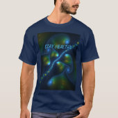 T-shirt Imaginaire Abstrait Bleu Vert Jaune Fractal Texte (Devant)