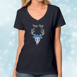 T-shirt Imaginaire blanc Tête de cerf avec Antlers Roses B