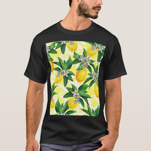 T-shirt Imaginaire citron : Motif Floral Créatif (Devant)
