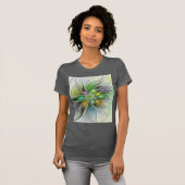 T-shirt Imaginaire coloré Fleur moderne Abstrait Fractal (Devant entier)