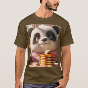 T-shirt Imaginaire Cute Panda Manger Pancakes