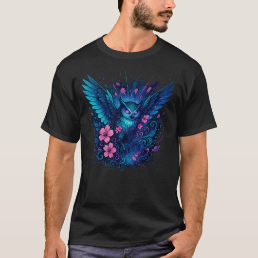 T-shirt Imaginaire de Chouette mystique Art néon (Devant)