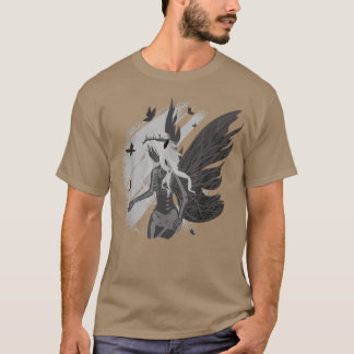 T-shirt Imaginaire de fleur de squelette foncé