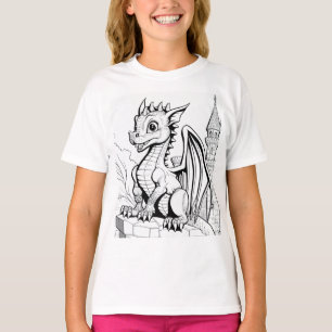 T-shirt Imaginaire Dragon noir et blanc style de livre
