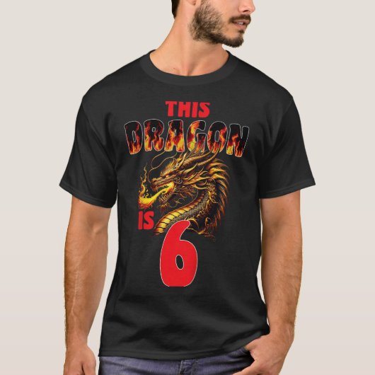 T-shirt Imaginaire Dragon Thème Pour Enfants À 6 Anniversa (Devant)