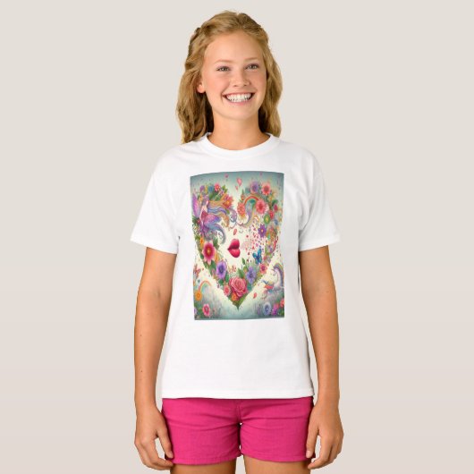 T-shirt Imaginaire en fleurs enchanté (Devant entier)