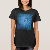 T-shirt Imaginaire Fleur Bleue Motif, Art Fractal Abstrait (Devant)