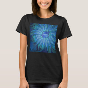 T-shirt Imaginaire Fleur Bleue Motif, Art Fractal Abstrait