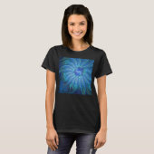 T-shirt Imaginaire Fleur Bleue Motif, Art Fractal Abstrait (Devant entier)