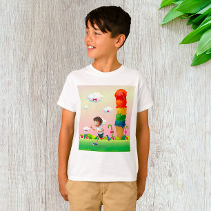 T-shirt Imaginaire Ice Cream Cone avec Happy Running Boy