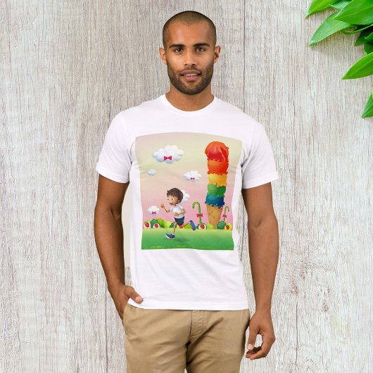 T-shirt Imaginaire Ice Cream Cone avec Happy Running Boy