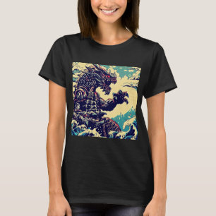 T-shirt Imaginaire Kaiju Anime - Woodcut 4