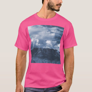 T-shirt Imaginaire Lune Bleue Montagnes Robustes Avec Dram