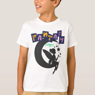 T-shirt Imaginaire magique - Fée assise sur la lune avec é