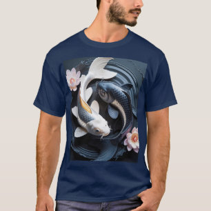 T-shirt Imaginaire mignon deux poissons Koi
