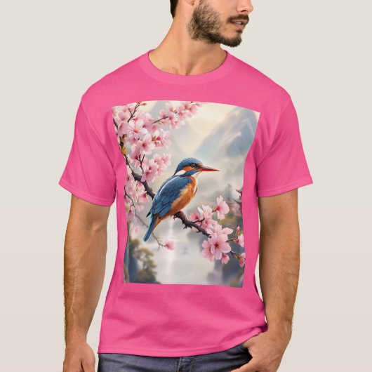 T-shirt Imaginaire mignon Sakura Bleu d'oiseau (Devant)