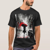 T-shirt Imaginaire mignonne fille pluie parapluie (Devant)