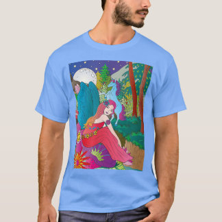 T-shirt Imaginaire nuit scène de licorne et de fée en t