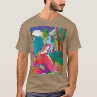 T-shirt Imaginaire nuit scène de licorne et de fée en t