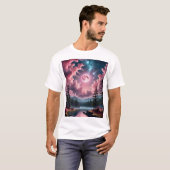 T-shirt Imaginaire rose Lune Dreamy Night Sky Paysage Tee (Devant entier)