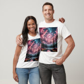 T-shirt Imaginaire rose Lune Dreamy Night Sky Paysage Tee (Unisexe)